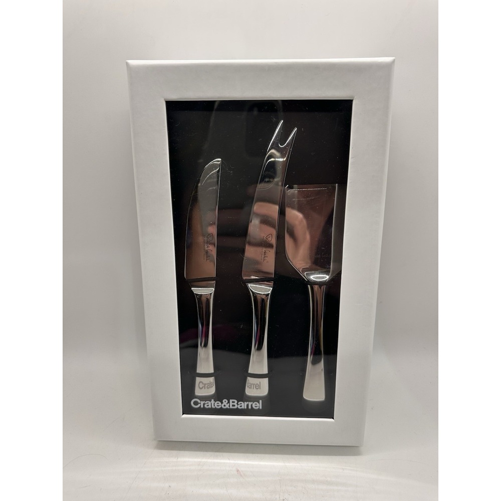 Crate & Barrel Caesna Cheese Knives Set 3 Robert Welch Stainless Steel Boxed